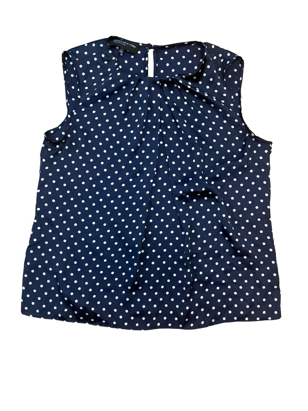 Sleeveless Navy Polka Dot Blouse